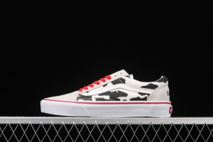 Vans Old Skool customized electric embroidery version of milk white cow low-side vulcanized skateboard shoes