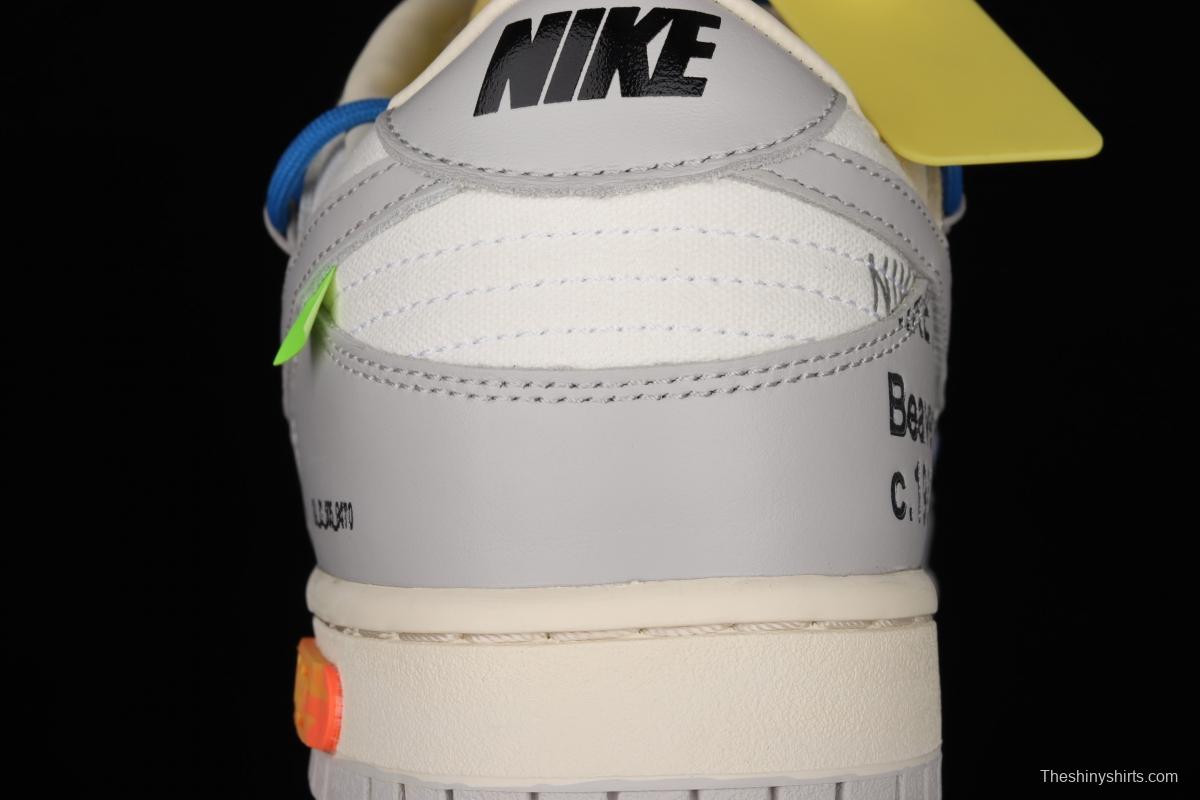 OFF-White x NIKE DUNK Low 04 of 50 OW white gray leisure sports skateboard shoes DM1602-112