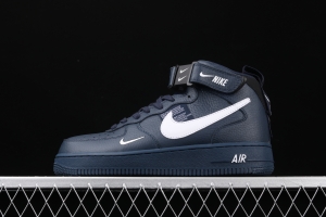 NIKE Air Force 1 Mid'07 Lv8 navy blue simple edition OW letter casual board shoes 804609-403