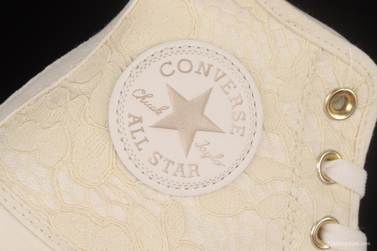 Converse Chuck Taylor All Star Cream Lace High Top Sneakers A01775C