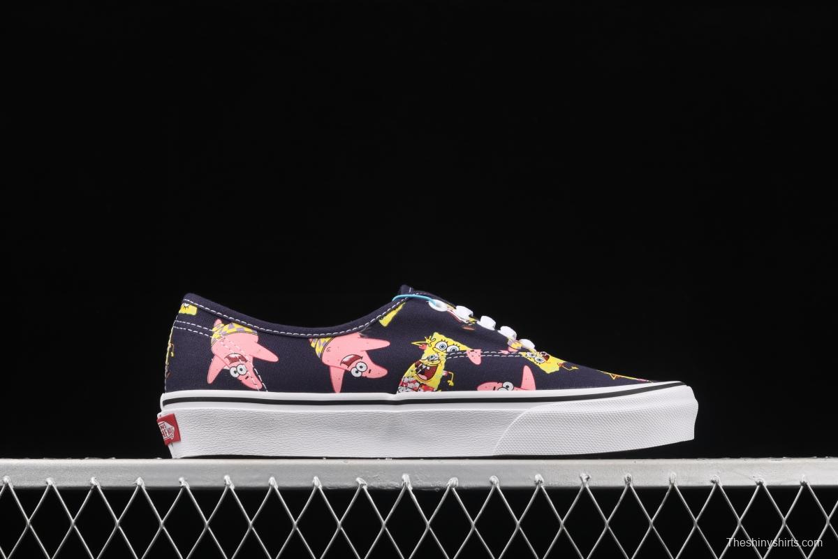 SpongeBob x Vans Comfycush Authentic 2021 joint color printing cartoon customized low-side vulcanized canvas leisure sports board shoes VN0A3WM7YZ1