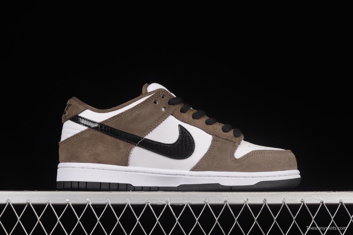 NIKE SB DUNK Low Pro Trail End Brown Furn Brown White Black Snake Print Dunk Series Low Top Casual Sports Skateboard Shoes 304292-102