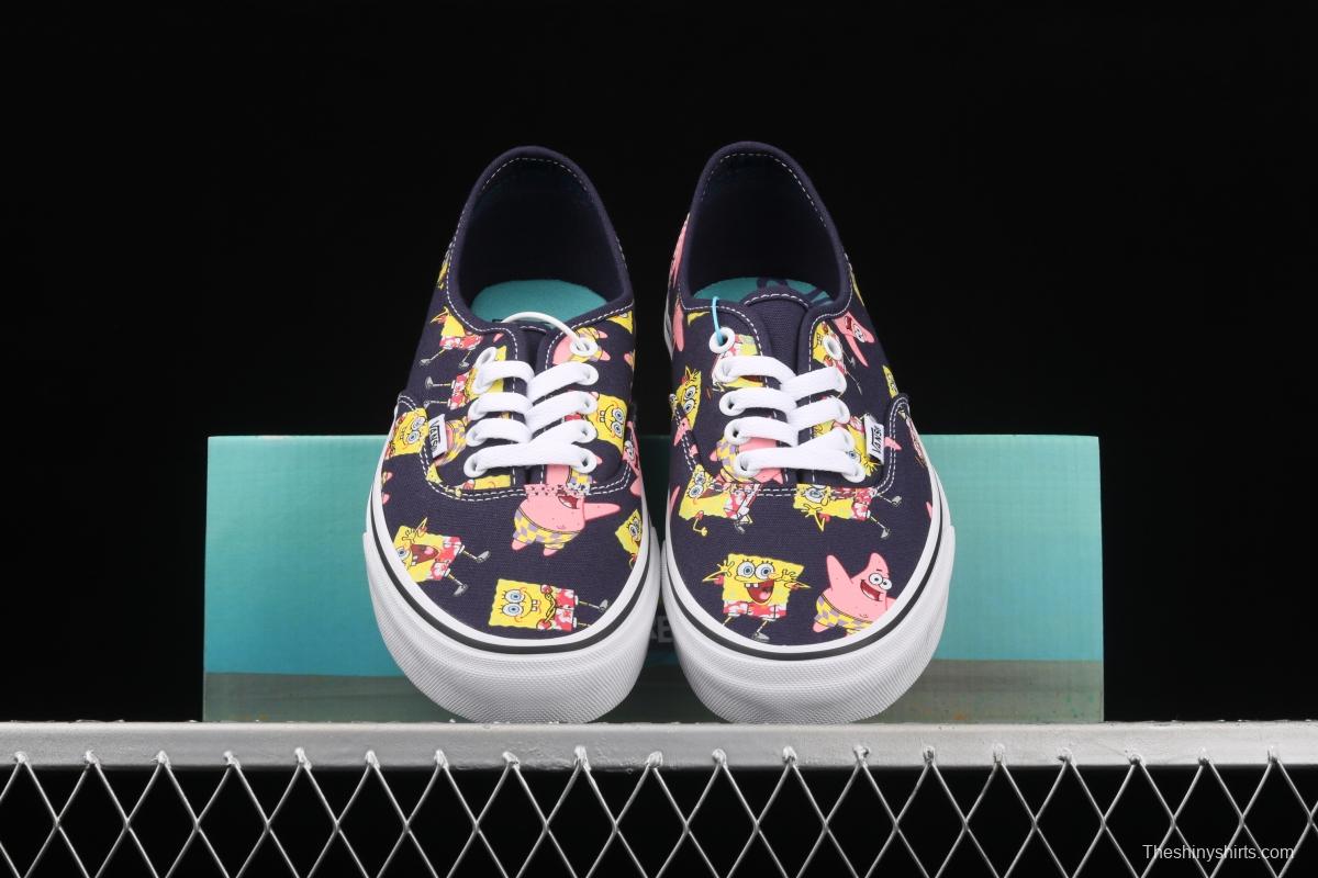 SpongeBob x Vans Comfycush Authentic 2021 joint color printing cartoon customized low-side vulcanized canvas leisure sports board shoes VN0A3WM7YZ1