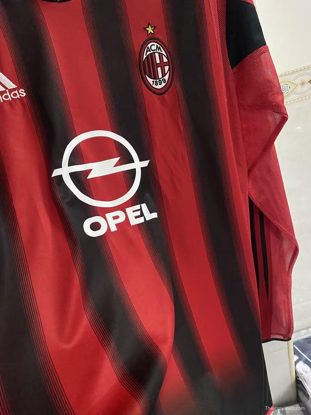 Retro 04 05 AC Milan Home Long Sleeve Jersey