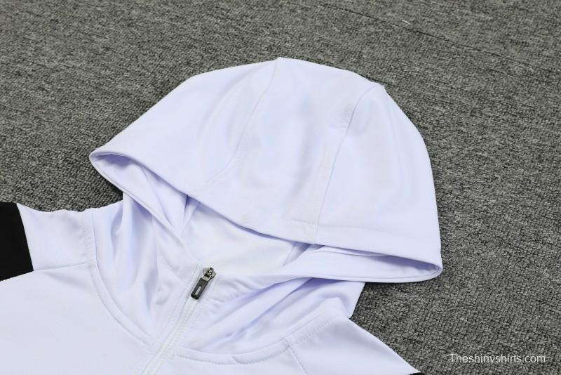 23/24 Manchester United White Hoodie Half Zipper Jacket+ Pants