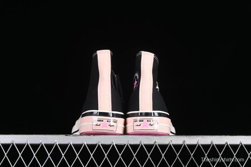 Converse Chuck 70s High Top Canvas Sneakers with Chain Accents in Black & Pink - A09539C