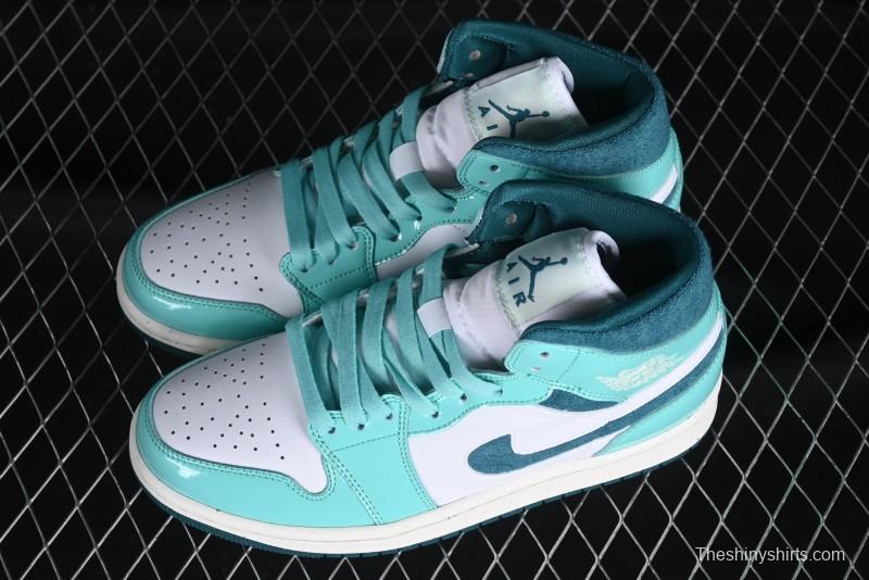 Nike Air Jordan 1 Mid "Bleached Turquoise" Casual Sneakers - DZ3745-300