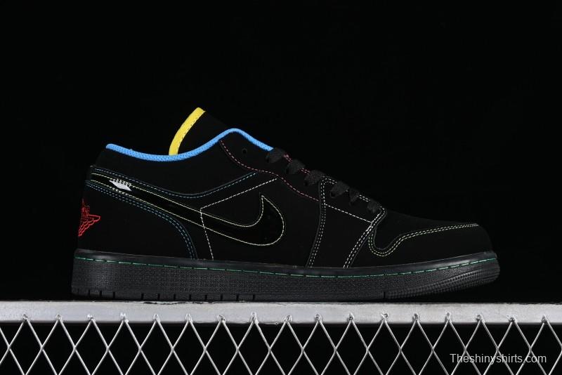 Nike Air Jordan 1 Low AJ1 Black Green Low Top Lifestyle Basketball Shoes - 338145-003