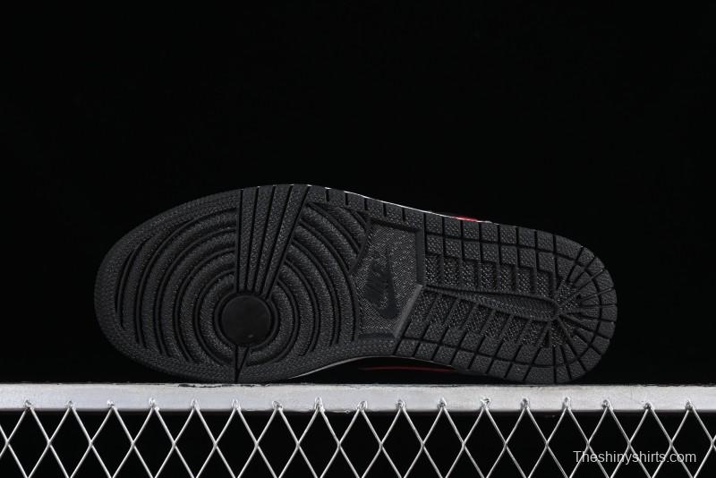 Nike Air Jordan 1 Low AJ1 Basketball Shoes in Grey Black with Red Swoosh - FZ4183-002