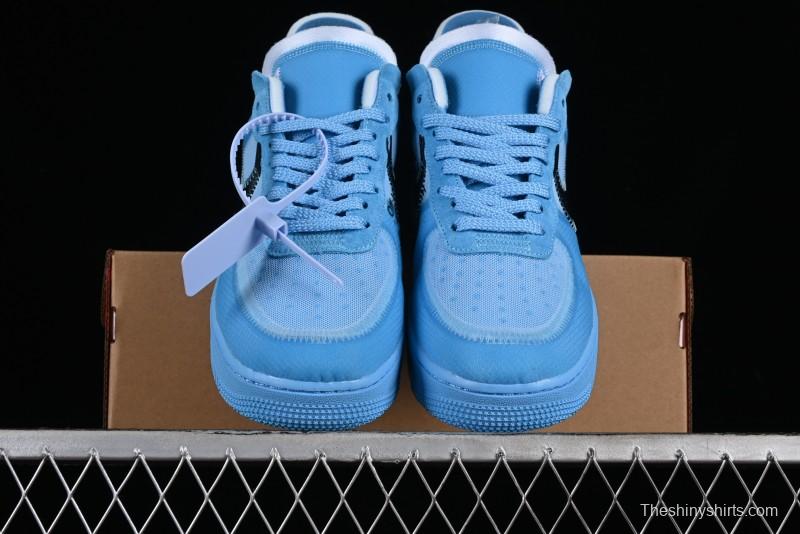 Nike Off White x Air Force 1 Low OW Collaboration Transparent Blue Casual Sneakers - AO4606-400