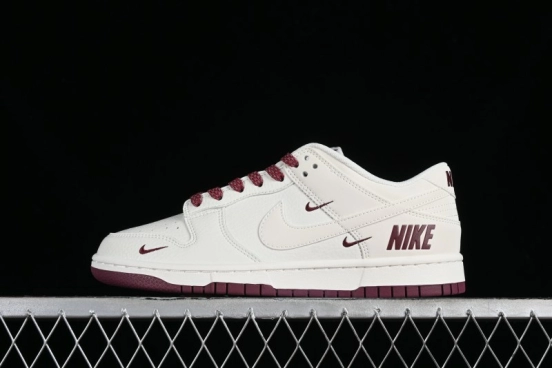 Nike SB Dunk Low Collaboration Three Swooshes Rice Wine Red Color Low-Top Casual Skateboarding Shoes - NK5639-322