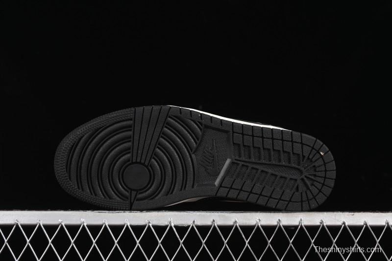 Nike Air Jordan 1 Low Retro Basketball Shoes - Black Velvet Pig Collaboration Custom Design - SJ9950-016