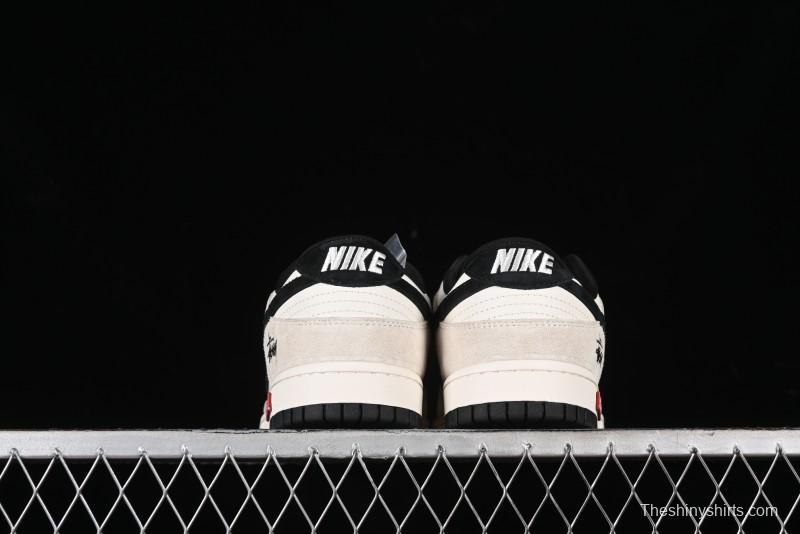 Nike SB Dunk Low x Supreme x Stussy Triple Collaboration Off-White Black Swoosh Anniversary High-End Custom Low-Top Casual Skate Shoes - SJ2068-270