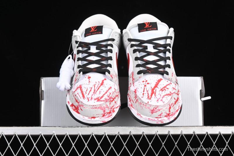 Nike SB Dunk Low Casual Skate Shoes - Anniversary Custom Edition in White/Grey/Black - LW1818-103