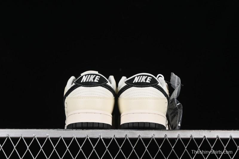 Nike SB Dunk Low Lightning Collaboration - Off White Black Double Swoosh Anniversary Custom Low-Top Casual Skate Shoes - XY1688-007