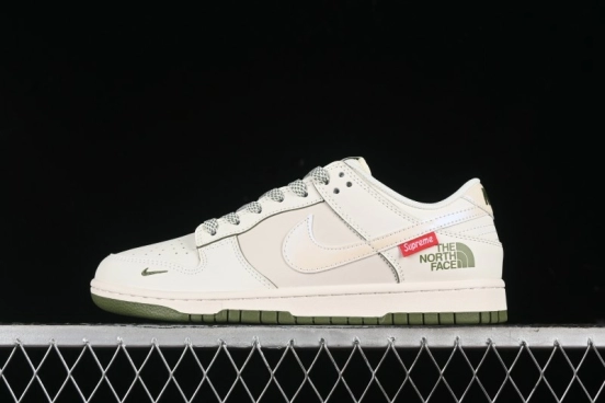 Nike SB Dunk Low Supreme The North Face Collaboration - Beige Green Reflective Swoosh Anniversary Custom Edition Low-Top Casual Skate Shoes - XX2025-638