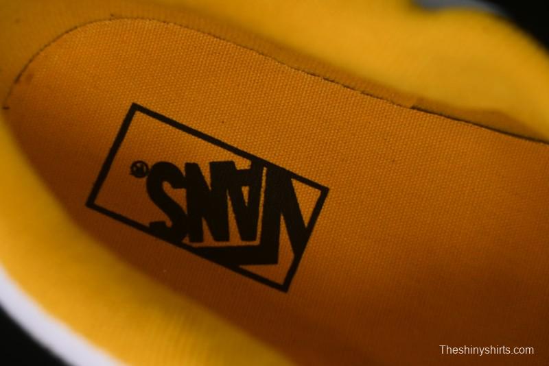 Vans Knu Skool Low-Top Retro Casual Vulcanized Slip-On Sneakers in Black White Yellow - VN000D6C6RJ