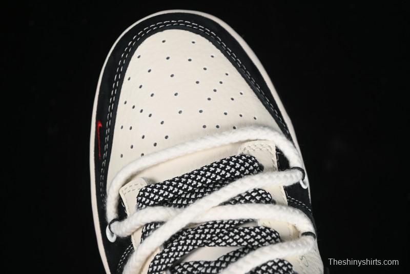 Nike SB Dunk Low Stussy Collaboration - White Embroidery Black Swoosh Anniversary Custom Low-Top Casual Sneakers - SJ2068-311