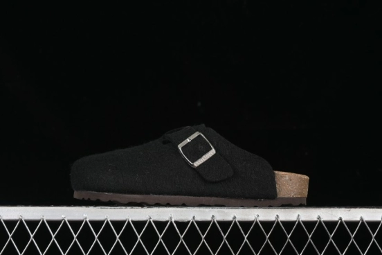 Birkenstock Half Open Toe Sandals with Smokeless Coal Wool Upper - G.D4