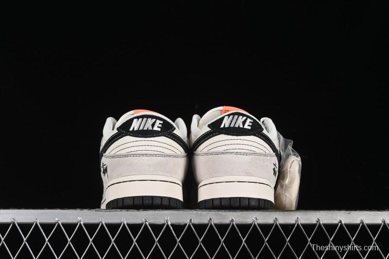Nike SB Dunk Low Stussy Collaboration Patchwork Grey White Black Swoosh Anniversary Custom Low-Top Casual Skate Shoes - MM1089-022