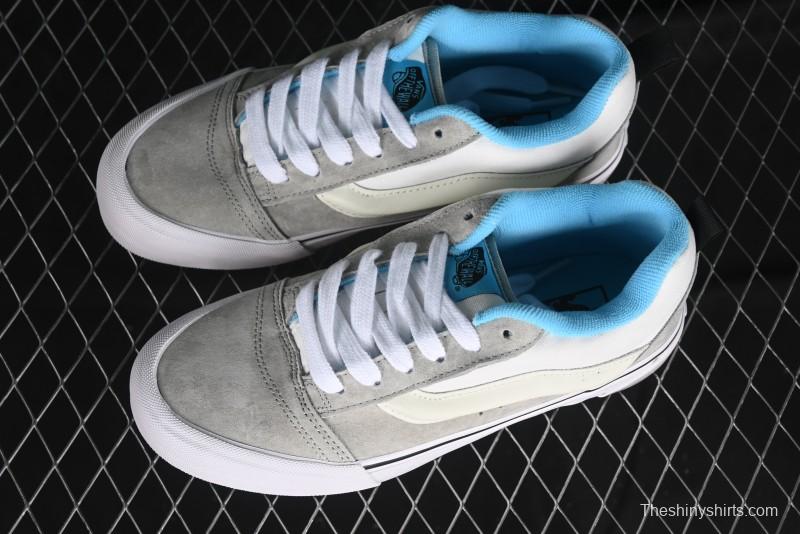 Vans Knu Skool Low-Top Retro Casual Vulcanized Slip-On Shoes in Grey Blue - VN000D6CCCZ
