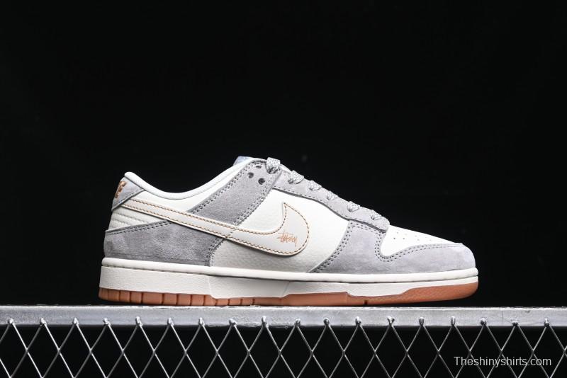 Nike SB Dunk Low Stussy Collaboration - Patchwork Black White Swoosh Anniversary Custom Low-Top Skate Shoes - DM6868-003