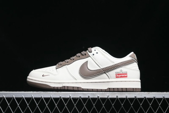 Nike SB Dunk Low Stone Island Supreme Collaboration - Beige Brown Sole Anniversary High-End Custom Low-Top Casual Sneakers - BB9866-008