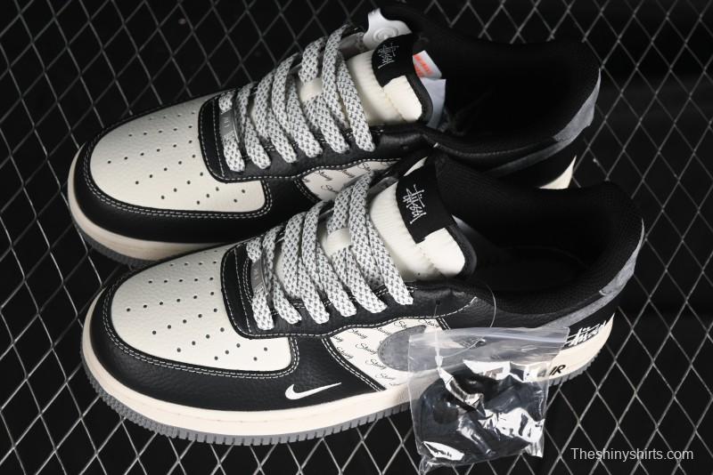 Nike Air Force 1 '07 Low Stussy Collaboration - Black Grey Casual Sneakers - XZ3328-566