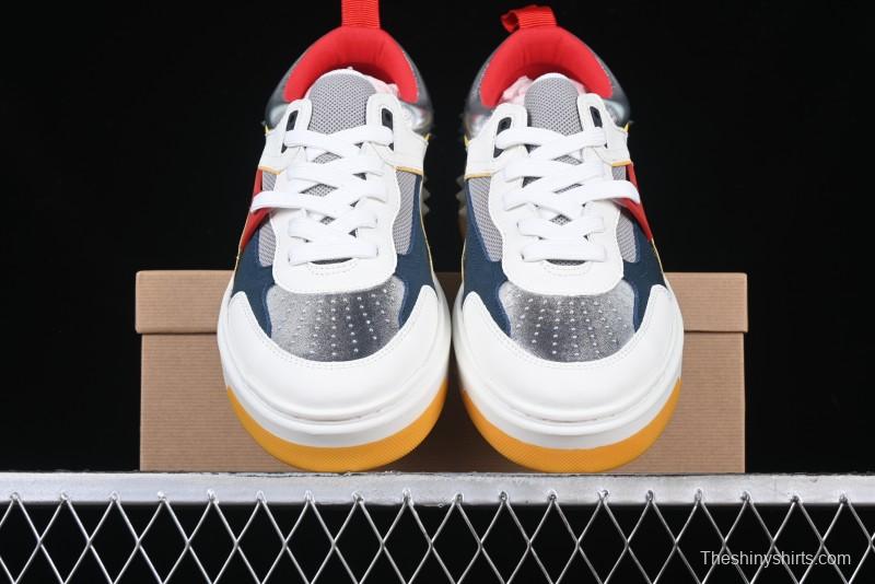 Christian Louboutin Funnyto Flat Comfortable Fashion Low-Top Sneakers in White Yellow Red - X.D4