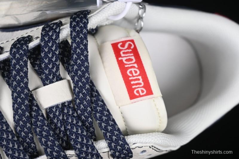 Nike SB Dunk Low Supreme Collaboration Grey Blue Woven Label Anniversary High-End Custom Low-Top Casual Skate Shoes - BB7518-026