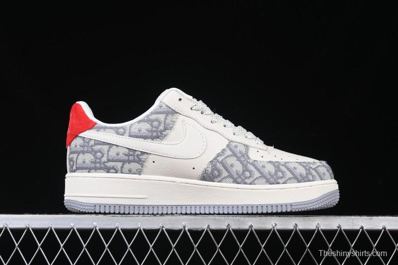 Nike Air Force 1 '07 Low Dior Collaboration - Grey Pattern Low-Top Casual Sneakers - DF0188-021