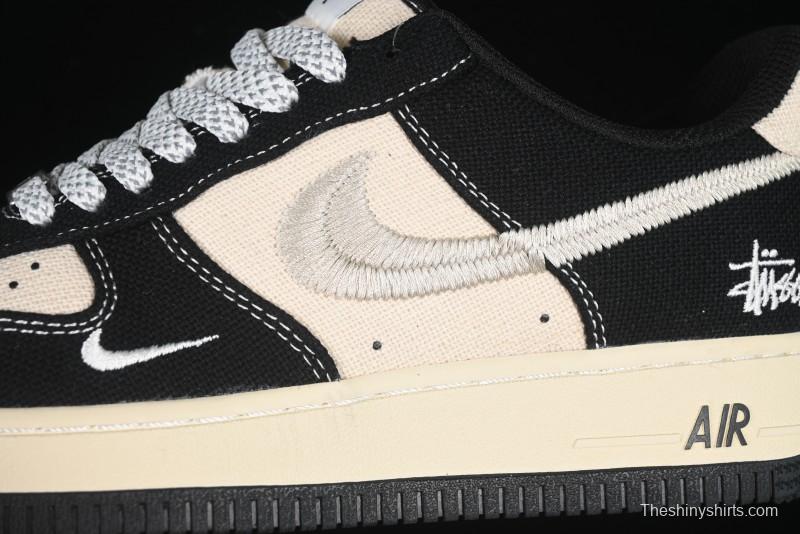 Nike Air Force 1 '07 Low Stussy Collaboration Beige Black Low-Top Casual Sneakers - XZ6188-762