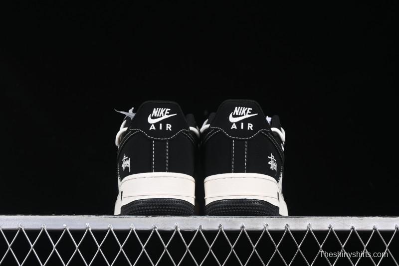 Nike Air Force 1 '07 Low Stussy Collaboration Black White Lace-Up Low-Top Casual Sneakers - SJ1198-108