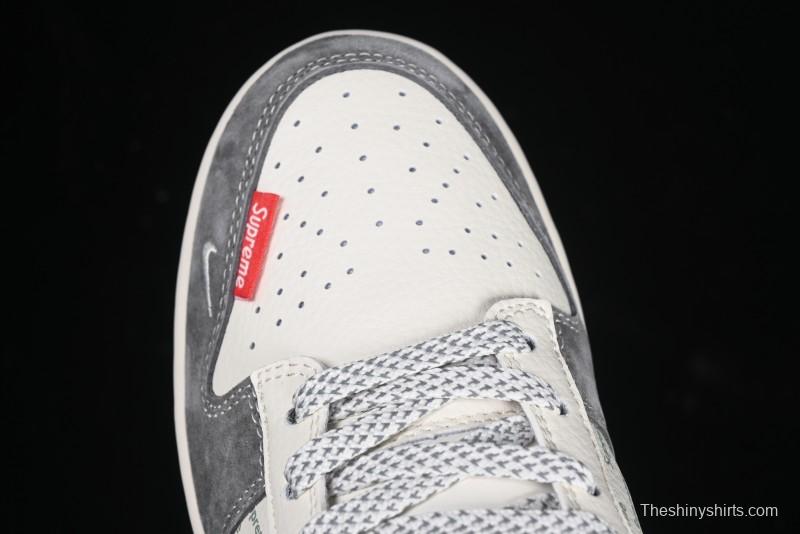 Nike SB Dunk Low Supreme Collaboration Bullet Screen Black Check Anniversary Customized Low-Top Casual Sneakers - FC1688-208