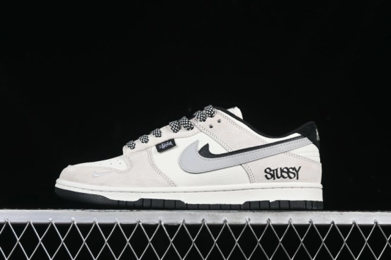 Nike SB Dunk Low Stussy Collaboration Grey Pig Suede Anniversary Custom Low-Top Casual Skate Shoes - DJ2024-061