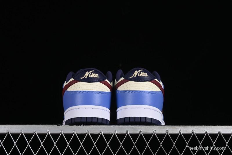 Nike Dunk Low SB Skateboarding Shoes in White Blue Red Colorway - FV8119-161