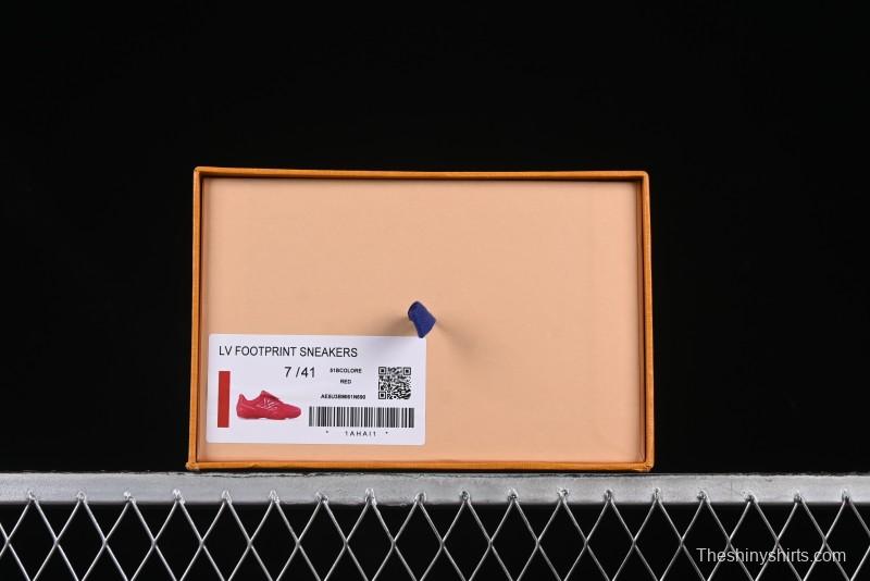 Louis Vuitton Footprint Soccer Low-Top Lifestyle Sneakers Round Toe Lace-Up Casual Shoes Red - AJF6