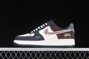 Nike Air Force 1 '07 Low Stussy Collaboration White Blue Chocolate Low-Top Casual Sneakers - KK1988-061