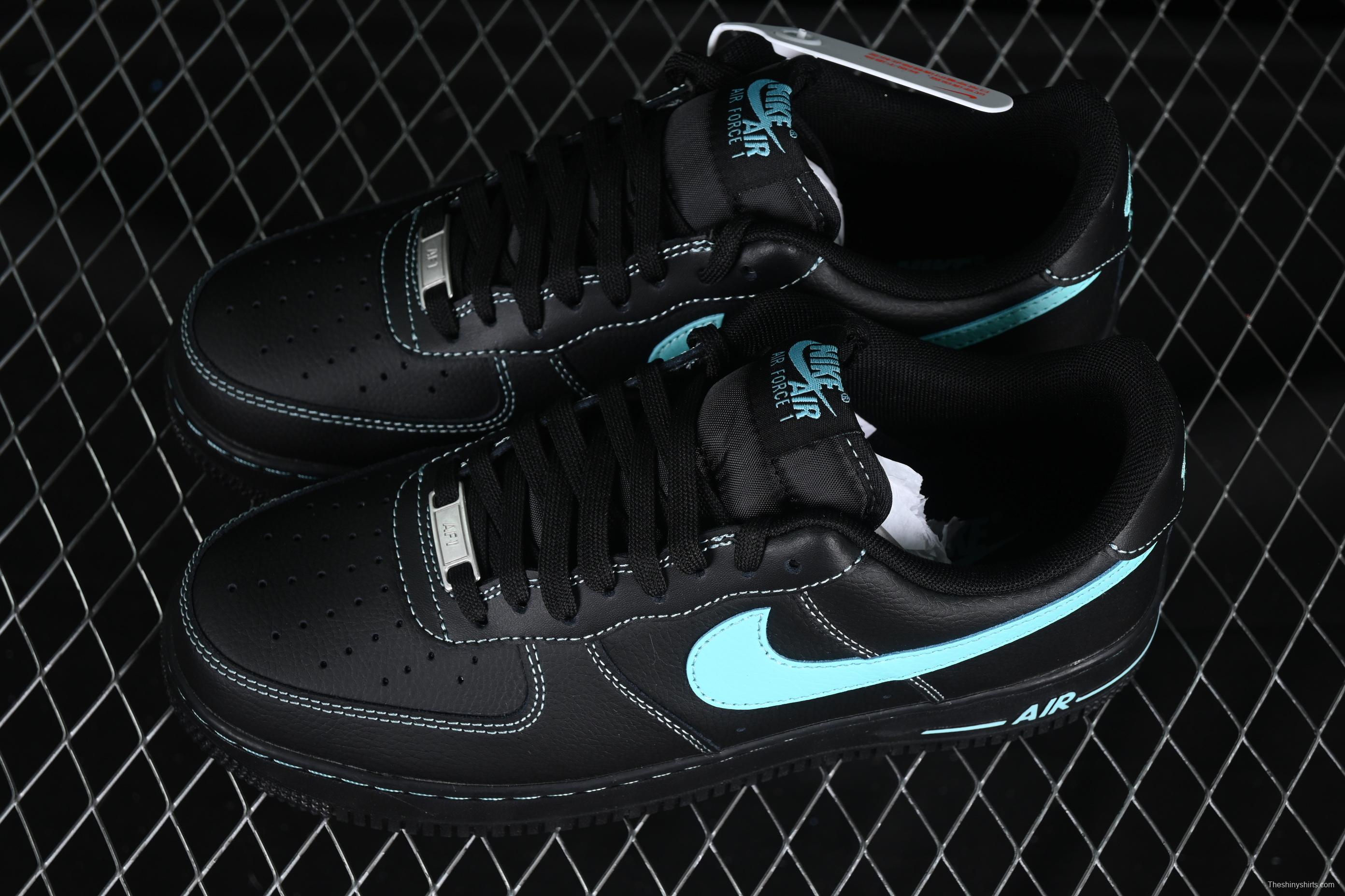 Nike Air Force 1 Low "Tiffany Blue" – Black & Aqua Classic