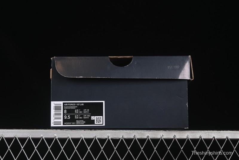 Nike Air Force 1'07 Low Casual Sneakers in Black with Purple Swoosh - HQ2037-001