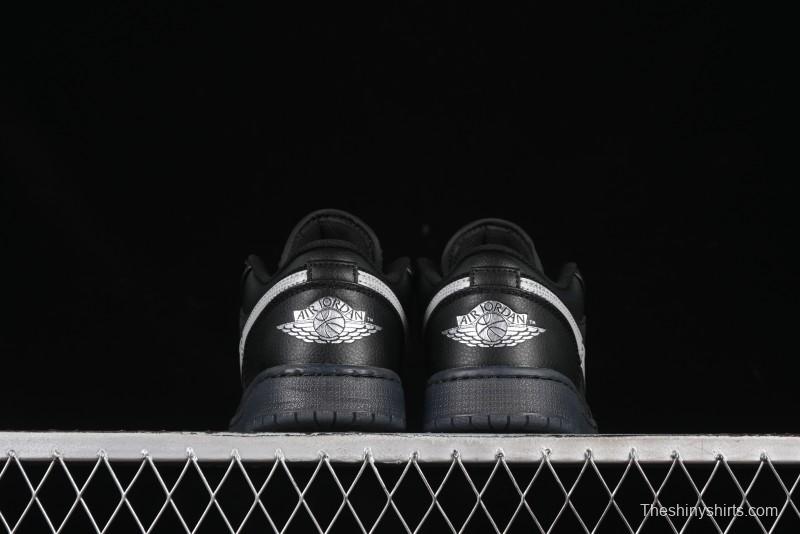 Nike Air Jordan 1 Low AJ1 Basketball Shoes Black White Canvas Leather Panel - HV5968-001