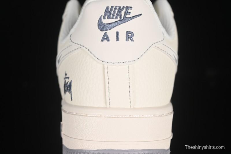 Nike Air Force 1 '07 Low Stussy Collaboration Beige Mini Swoosh Casual Sneakers - HH7518-064