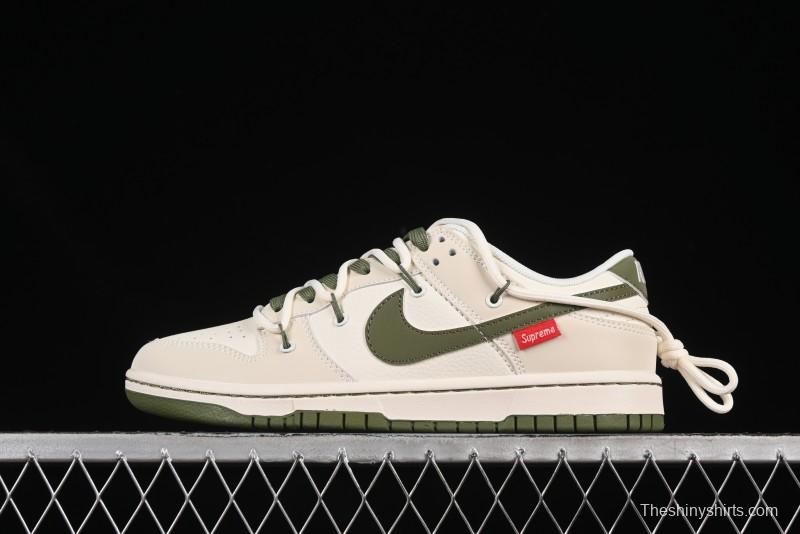 Nike SB Dunk Low Sup Anniversary Customized Low-Top Skateboarding Shoes with Strap and Green Swoosh - DM6868-090