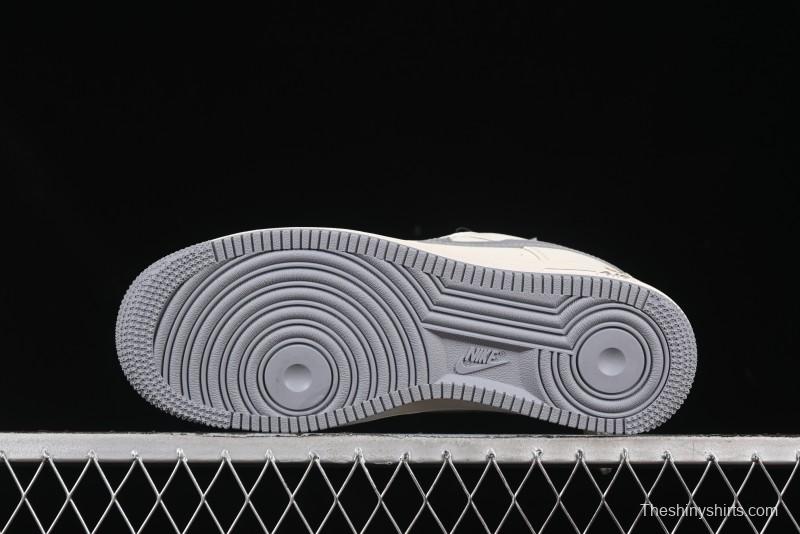 Nike Air Force 1 '07 Low Stussy Collaboration Gold Embroidery Grey Swoosh Casual Sneakers - XX3168-150
