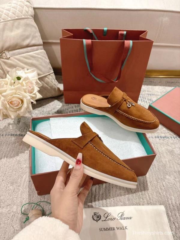 2025 Women LP Brown Suede Slippers LY00260