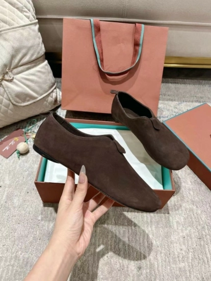 2025 Women LP Dark Brown Suede Loafers LY00300