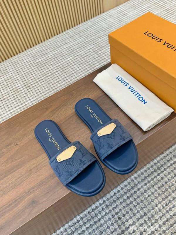 2025 LV Blue Leather Slippers LY00200