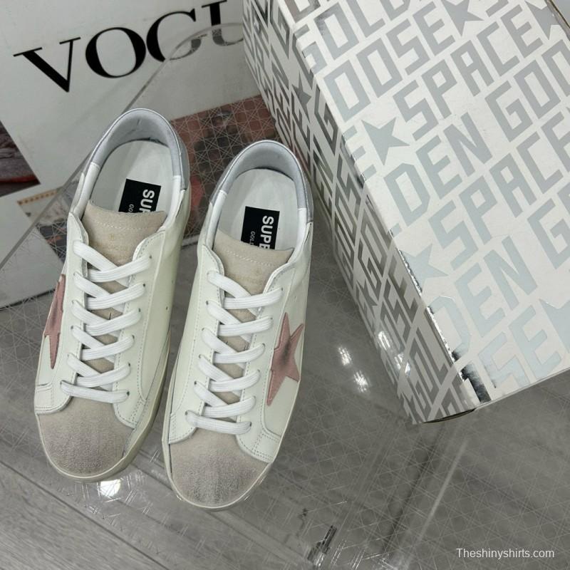 2025 Women GGDB White Pink Leather Sneakers