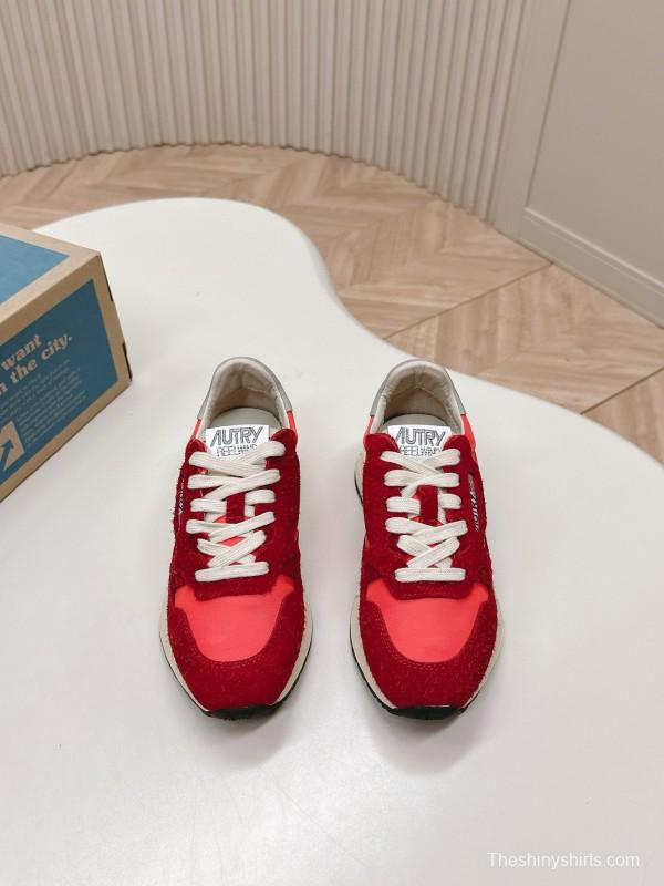 2024 Unisex Autry Red White Leather Mesh Sneakers MJ00330