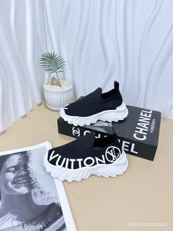 2024 Kids Louis Vuitton Pink White Black Fabric Sneakers